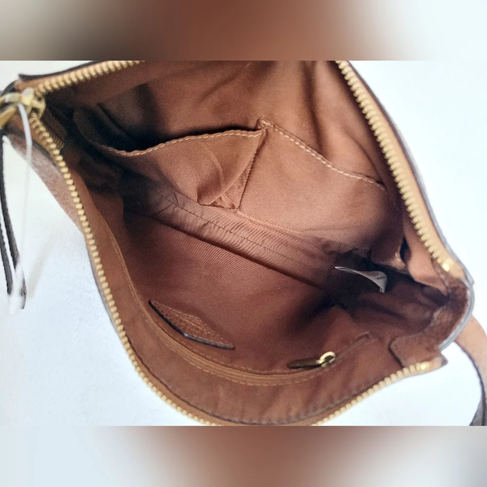 Fossil Gemma Cow Hide Brown Pebbled Leather Crossbody Bag 10